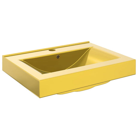 Vidaxl -Waschbecken mit Landung 60x46x16 cm Keramik Gold gefärbt