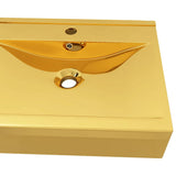 Vidaxl -Waschbecken mit Landung 60x46x16 cm Keramik Gold gefärbt