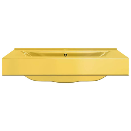 Vidaxl -Waschbecken mit Landung 60x46x16 cm Keramik Gold gefärbt