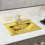 Vidaxl -Waschbecken mit Landung 60x46x16 cm Keramik Gold gefärbt