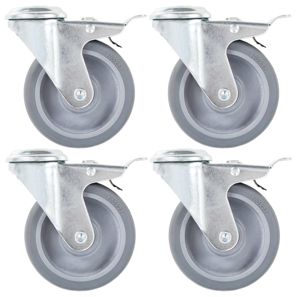 Vidaxl-Lenkrollen mit Bolzenlöchern und Doppelbremsen 4 Stück 100 mm