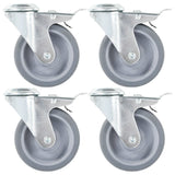 Vidaxl ruedas giratorias con agujeros de perno y frenos dobles 4 pc 100 mm