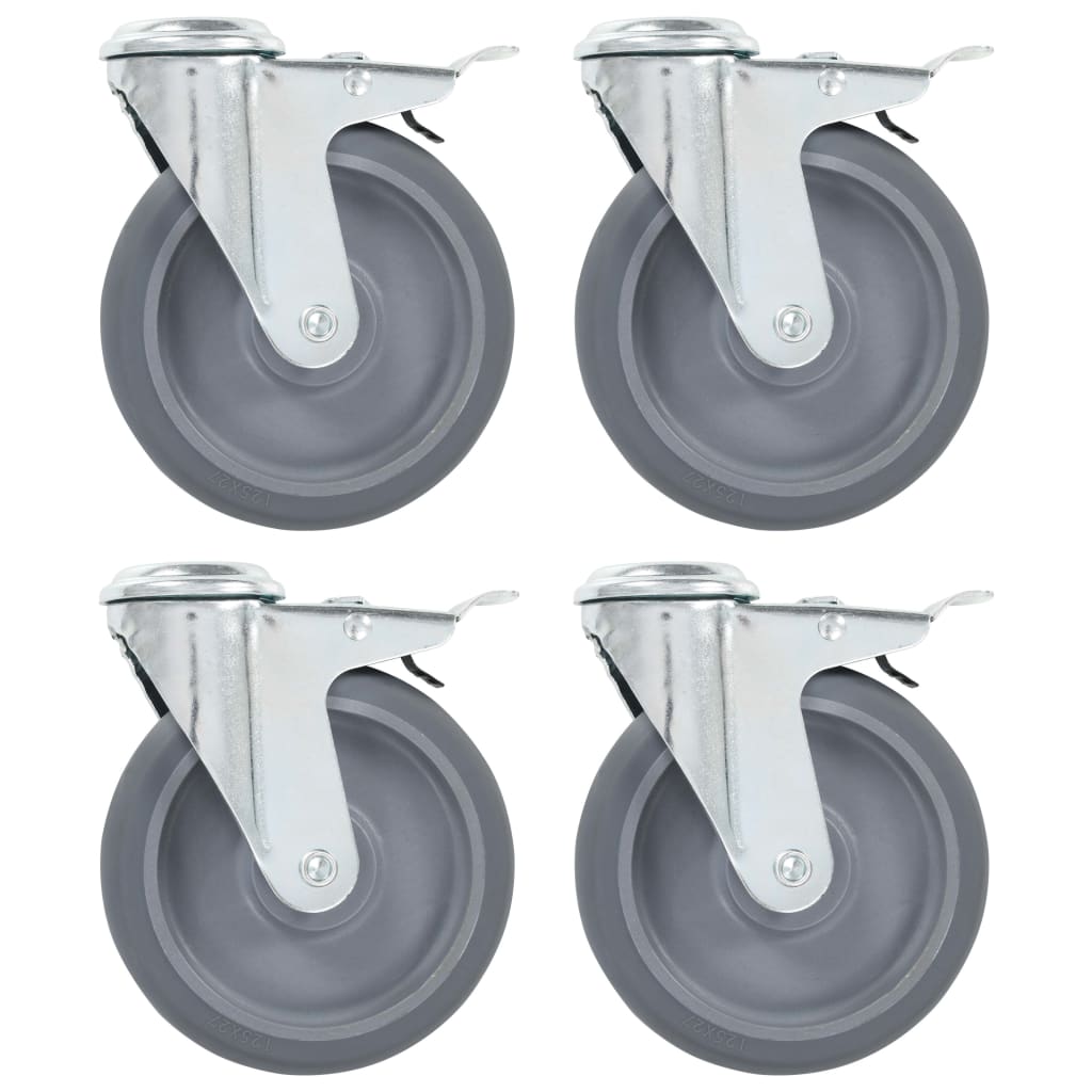 Vidaxl-Lenkrollen mit Bolzenlöchern und Doppelbremsen 4 Stück 125 mm