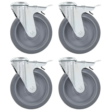 Vidaxl-Lenkrollen mit Bolzenlöchern und Doppelbremsen 4 Stück 125 mm