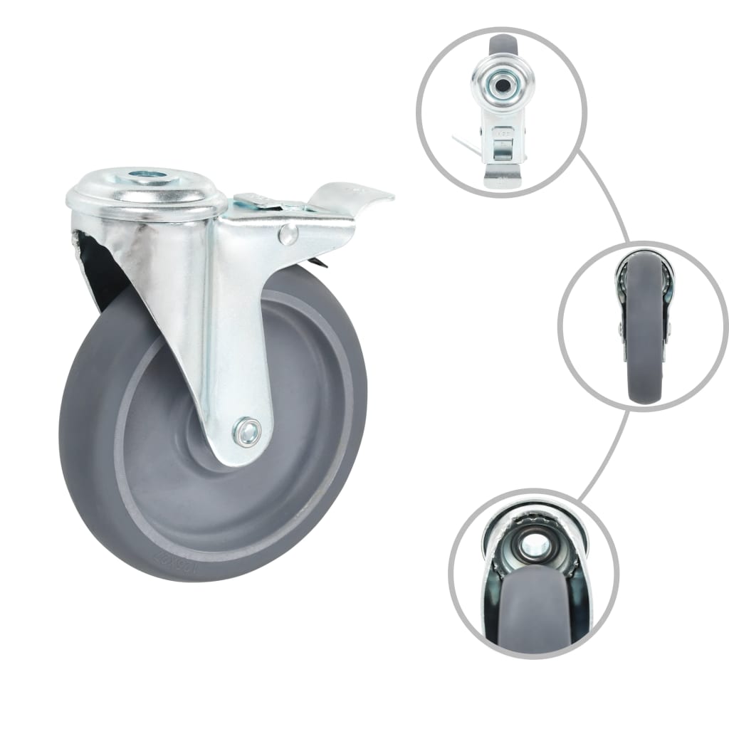 Vidaxl-Lenkrollen mit Bolzenlöchern und Doppelbremsen 4 Stück 125 mm