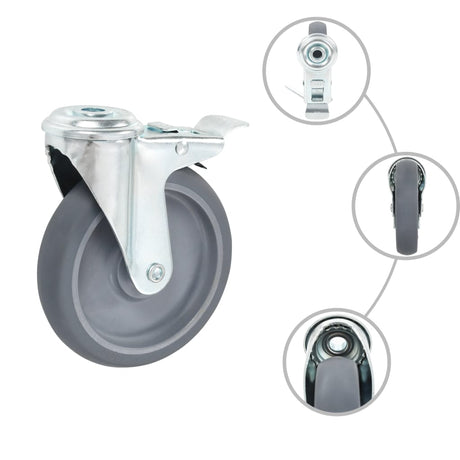 Vidaxl-Lenkrollen mit Bolzenlöchern und Doppelbremsen 4 Stück 125 mm
