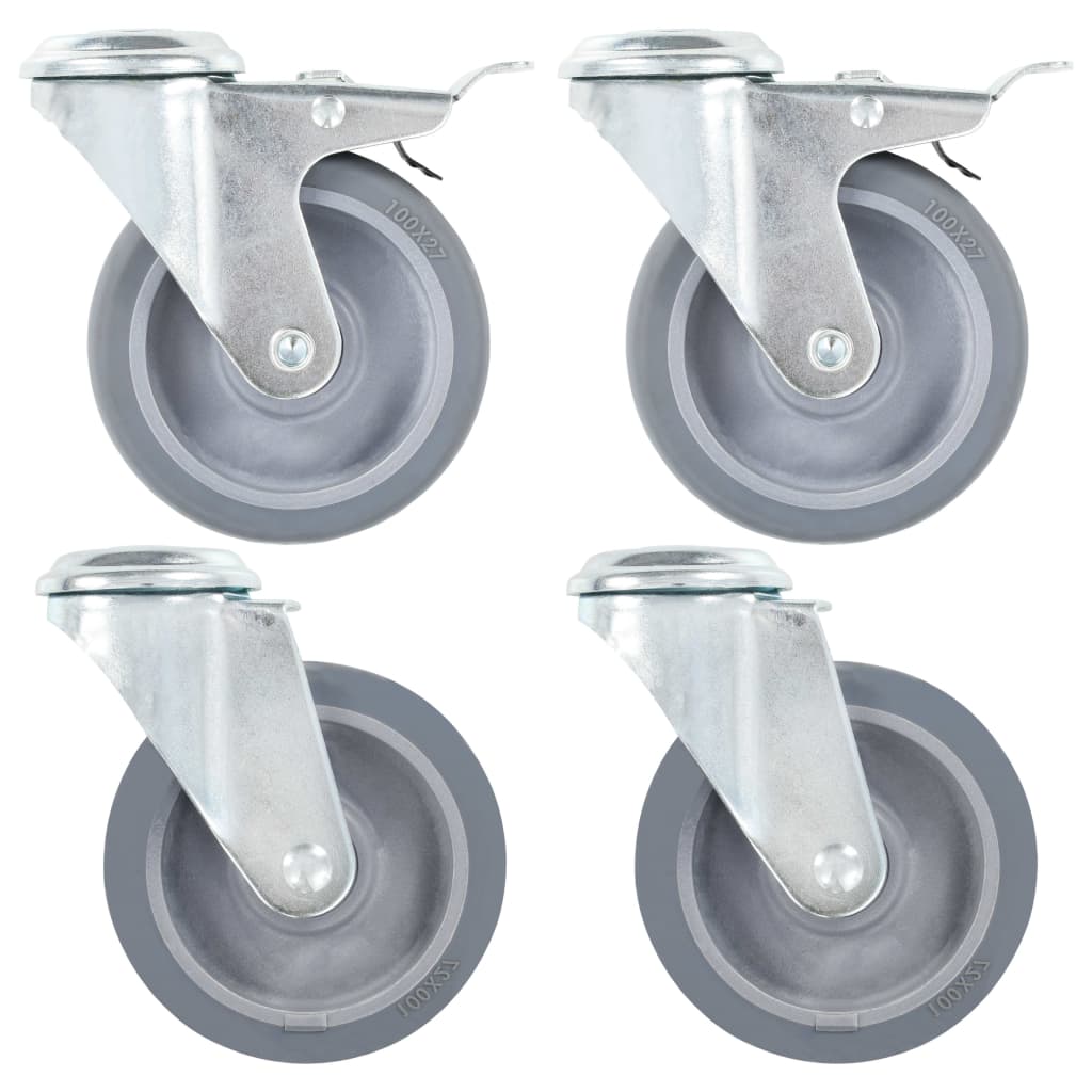 Vidaxl swivel wheels with bolt holes 4 pc 100 mm