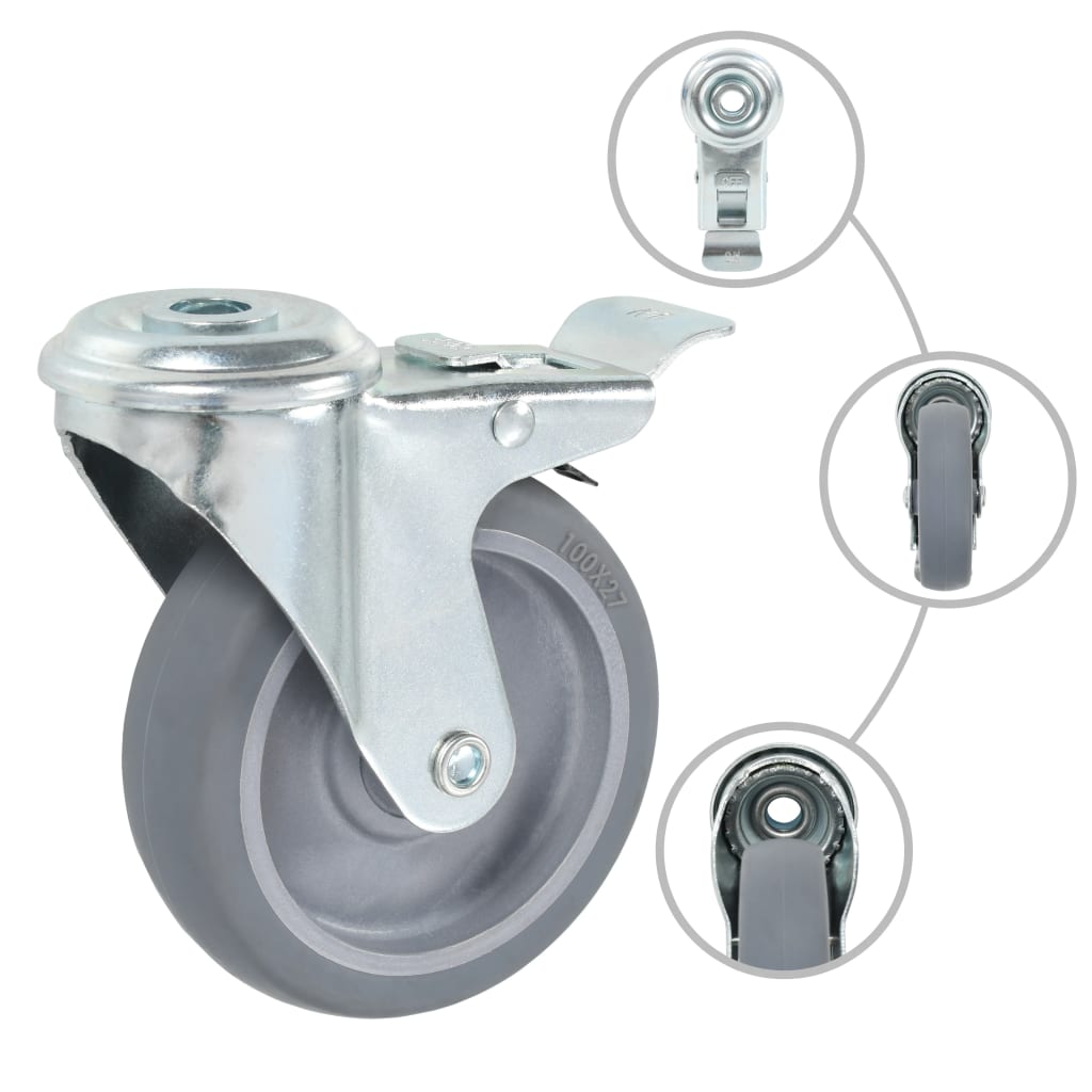 Vidaxl swivel wheels with bolt holes 4 pc 100 mm