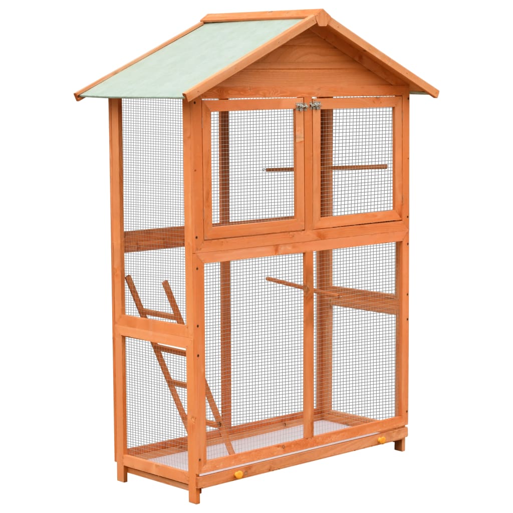 Vidaxl Bird Cage 125.5x59,5x164 cm z litego sosny sosny sosny drewno