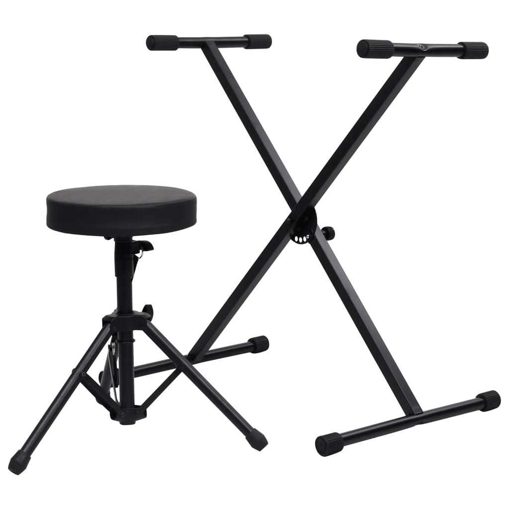 Vidaxl Keyboard Stand e sgabello nero