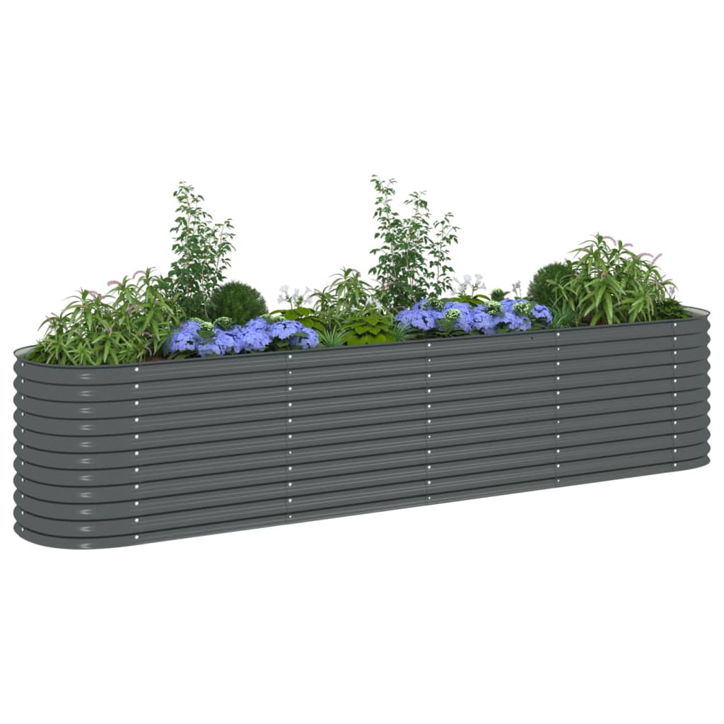 INSERT PLANTER VIDAXL 400x80x81 cm Gray en acier galvanisé