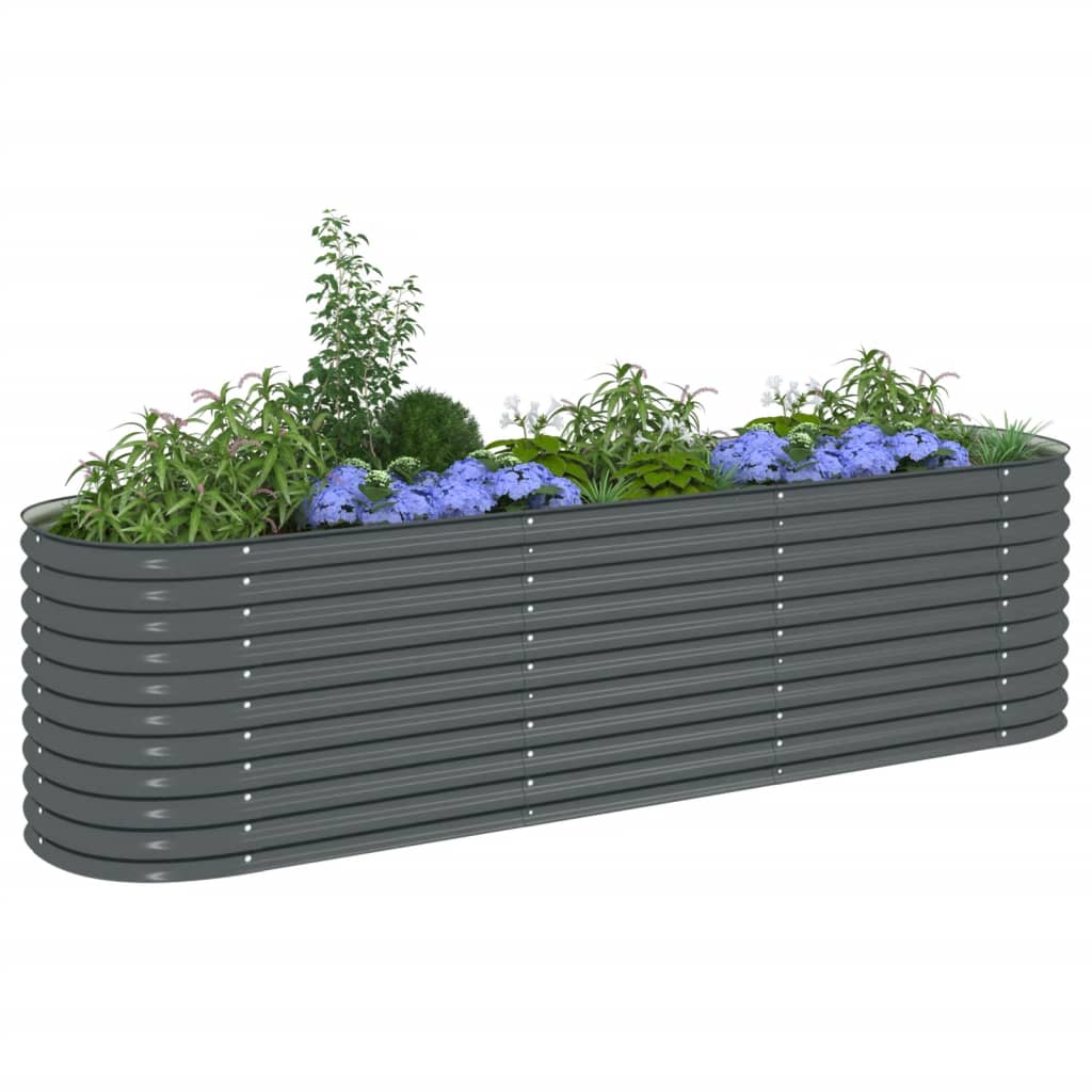 Planter vidaxl inséré 320x80x81 cm gris en acier galvanisé