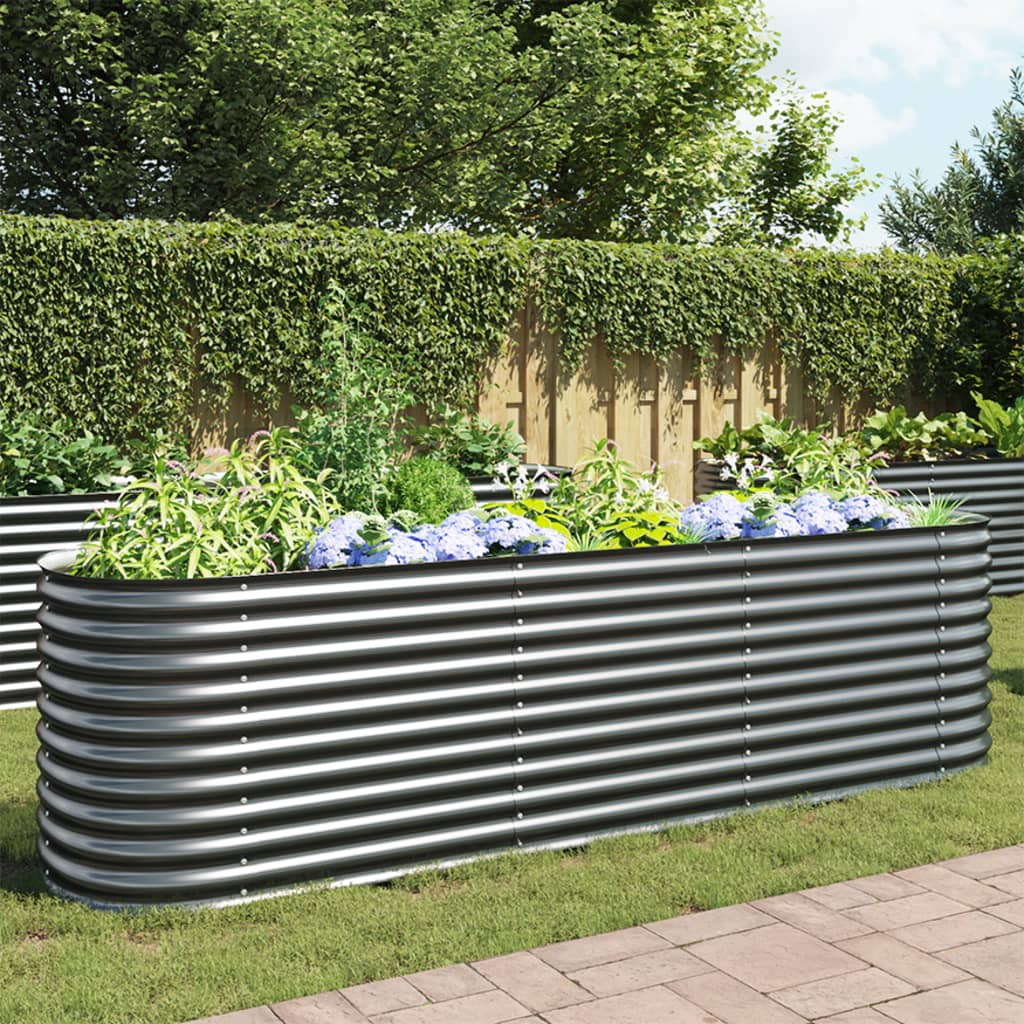 Planter vidaxl inséré 320x80x81 cm gris en acier galvanisé