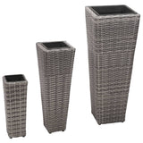 VIDAXL -Pflanzer erhöhten 3 St. Poly Rattan Gray