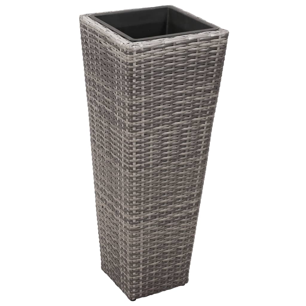 Vidaxl Planterji so vzgajali 3 St Poly Rattan Grey