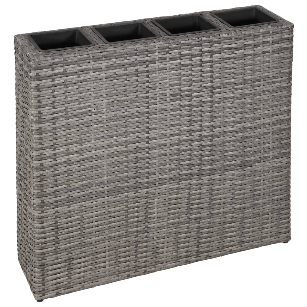 Vidaxl -Pflanzer mit 4 Töpfen Poly Rattan Grey angehoben