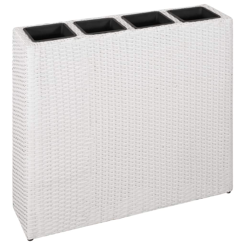 Vidaxl Planter hævet med 4 gryder Poly Rattan White