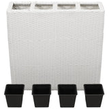 Vidaxl -Pflanzer mit 4 Töpfen Poly Rattan Weiß angehoben