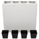 Vidaxl Planter hævet med 4 gryder Poly Rattan White