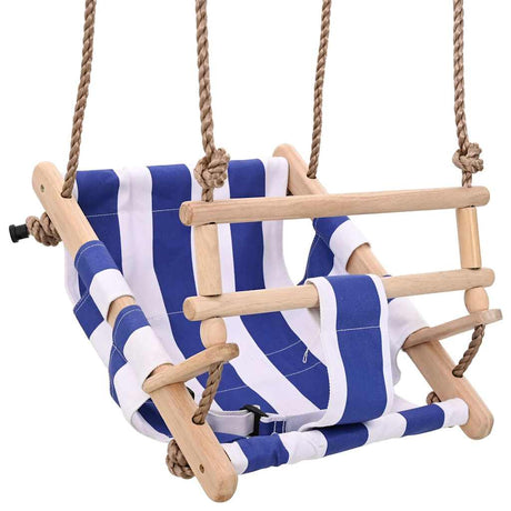 Vidaxl Babypwinkel mit Sicherheitsgürtel Baumwollholz Blau