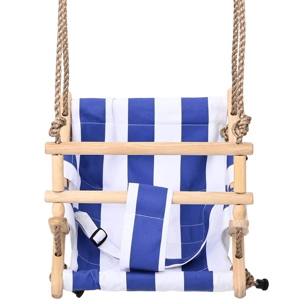 Vidaxl Babypwinkel mit Sicherheitsgürtel Baumwollholz Blau