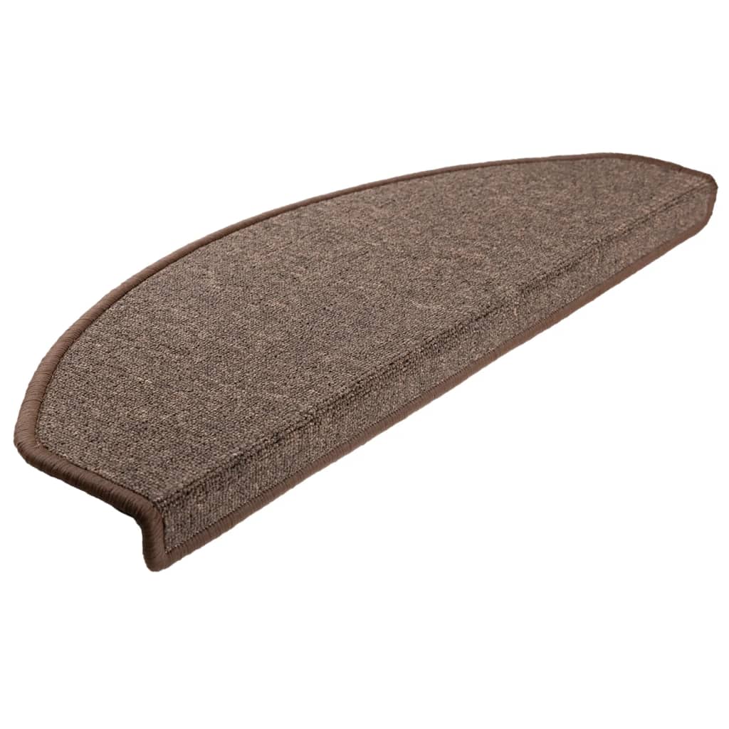 Vidaxl -Treppenmatten 15 ST 65x24x4 cm Kaffeebraun halbkreisförmiger groß