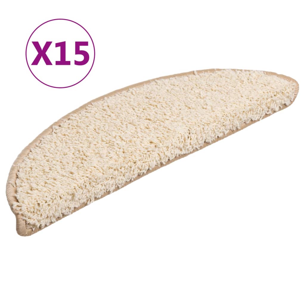 VIDAXL -Treppenmatten 15 ST 56x17x3 cm cremefarben -gepflegt