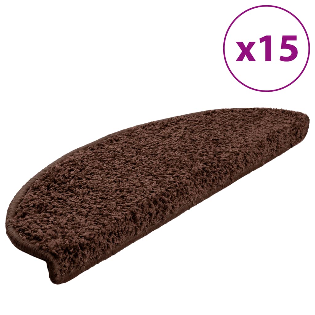 Vidaxl Stair Mats 15 St 65x21x4 cm brun