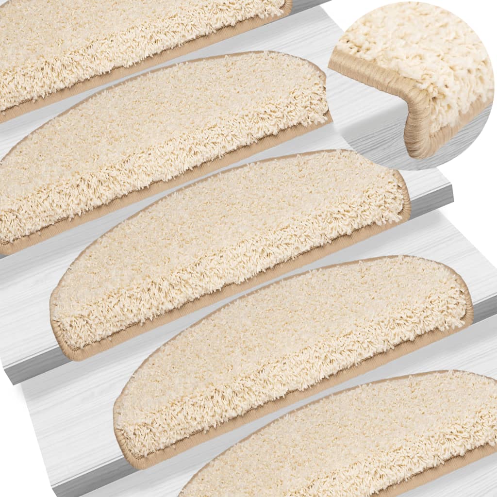 VIDAXL -Treppenmatten 15 ST 65x21x4 cm cremefarben -gepflegt