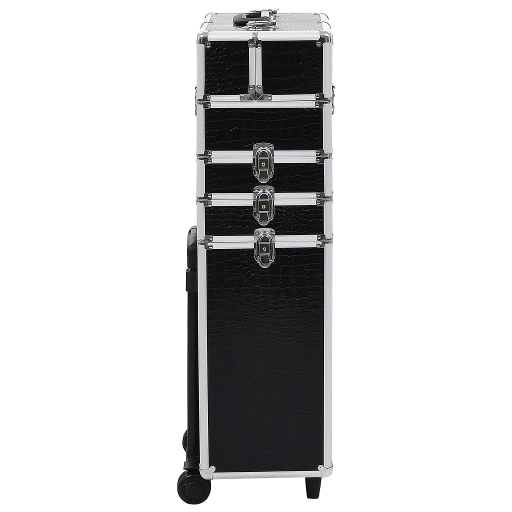 Vidaxl Makeup Trolley Alluminium nero con motivo a coccodrillo