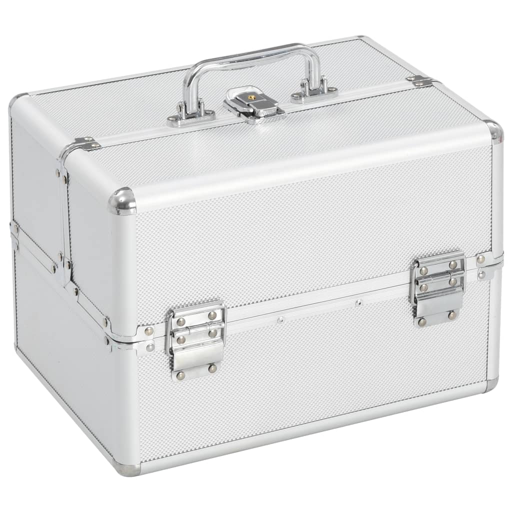 Vidaxl Makeup Suitcase 22x30x21 cm Aluminium Sølvfarvet