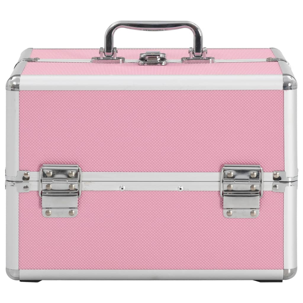 Vidaxl makeup suitcase 22x30x21 cm aluminum pink