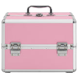 Vidaxl sminke koffert 22x30x21 cm aluminium rosa