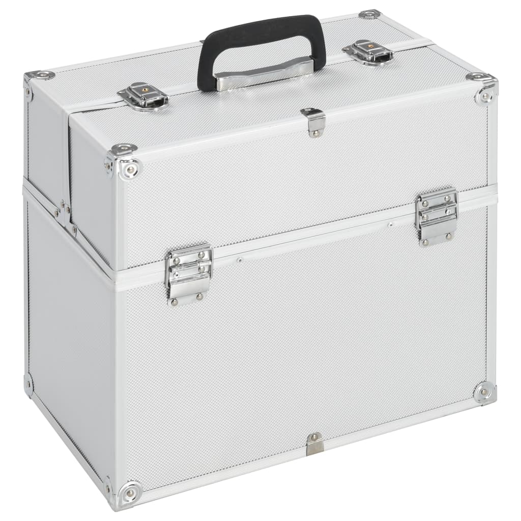 Vidaxl Makeup Suitcase 38x23x34 cm Alluminio Argento colorato