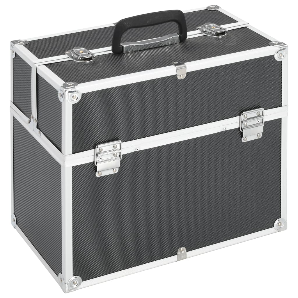Vidaxl Make -up -Koffer 38x23x34 cm Aluminiumschwarz