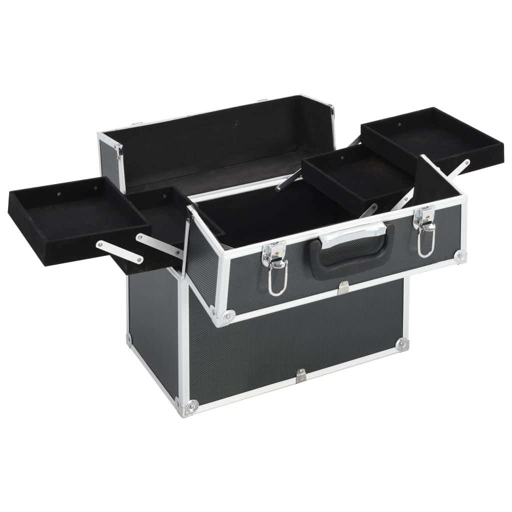 Vidaxl Make -up -Koffer 38x23x34 cm Aluminiumschwarz