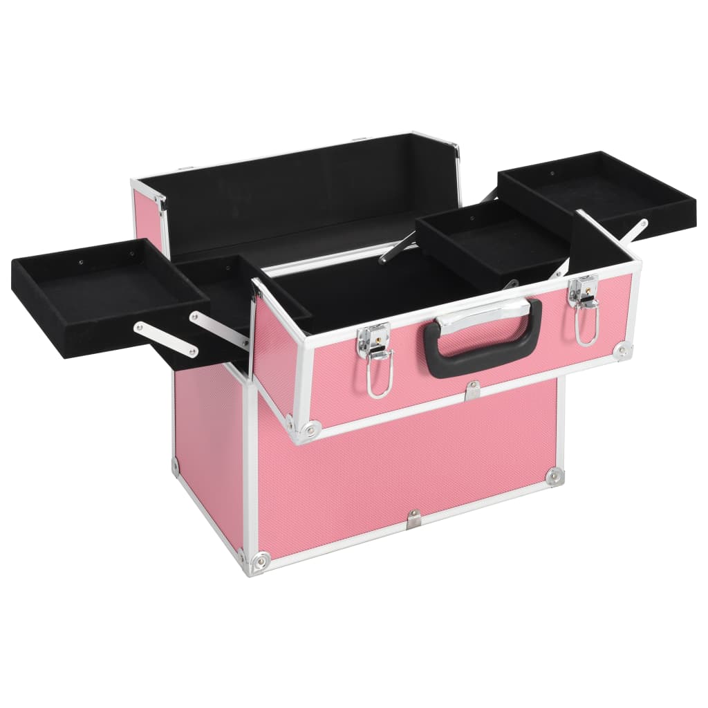 Vidaxl makeup suitcase 37x24x35 cm aluminum pink