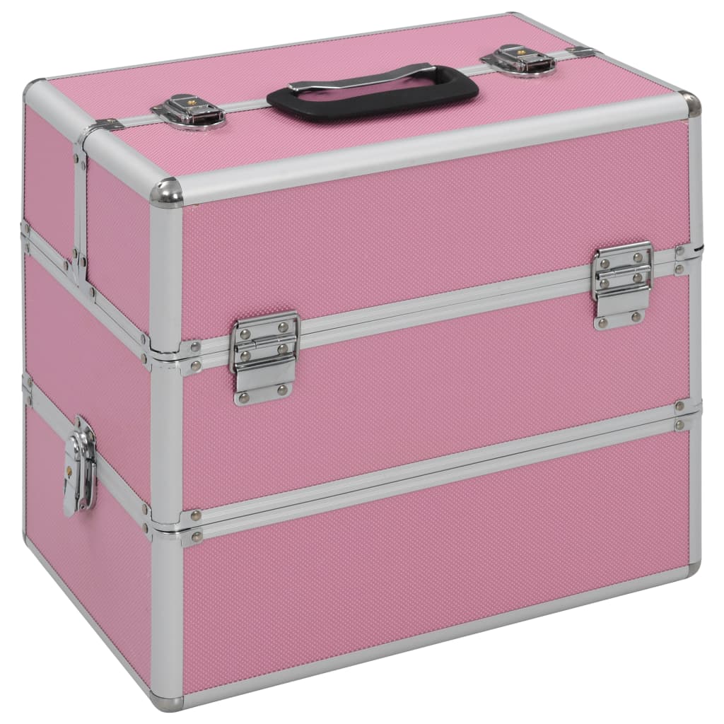 Vidaxl Make -up -Koffer 37x24x35 cm Aluminiumrosa