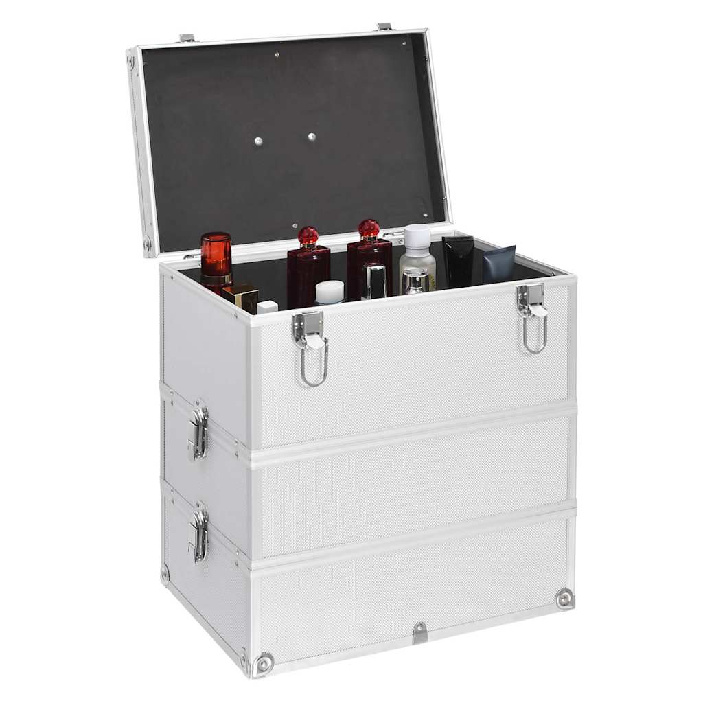 Vidaxl Make -up -Koffer 37x24x40 cm Aluminium Silber gefärbt
