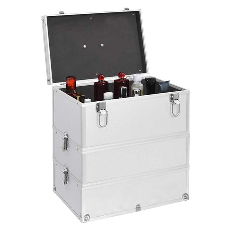 Vidaxl Make -up -Koffer 37x24x40 cm Aluminium Silber gefärbt