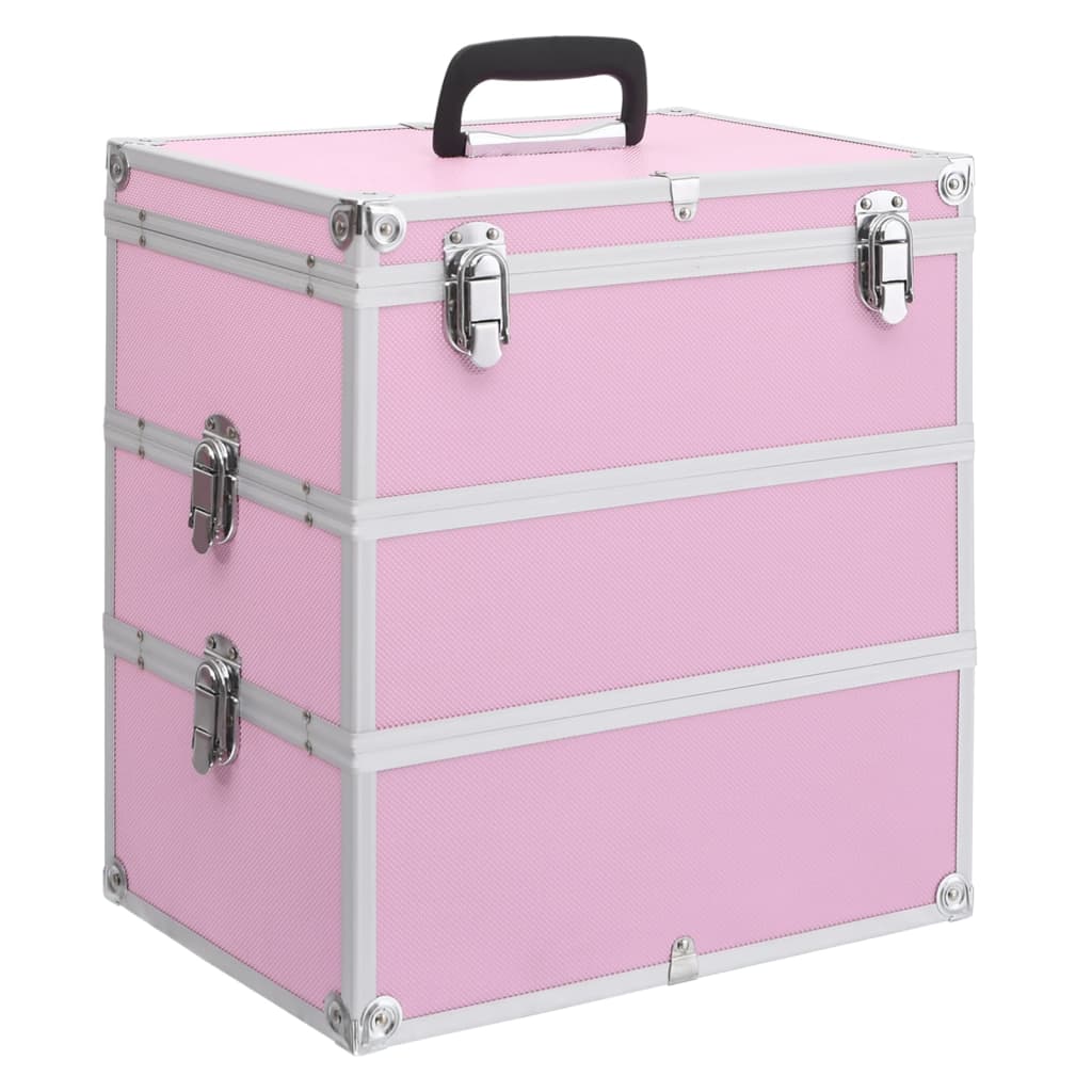 Vidaxl makeup suitcase 37x24x40 cm aluminum pink