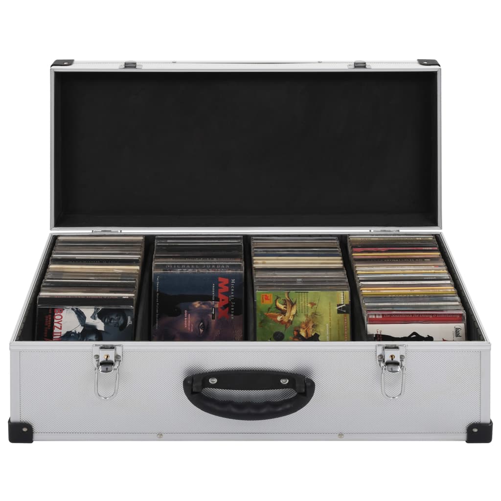 Vidaxl -CD -Koffer für 80 CDs Aluminium ABS Silberfarbe