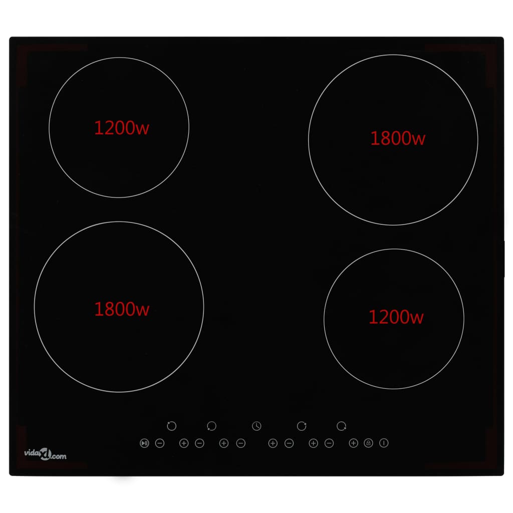 Vidaxl Ceramic Hob avec 4 zones de cuisson Contrôle tactile 6000 W