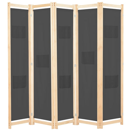 Vidaxl kamerscherm met 5 panelen 200x170x4 cm stof grijs