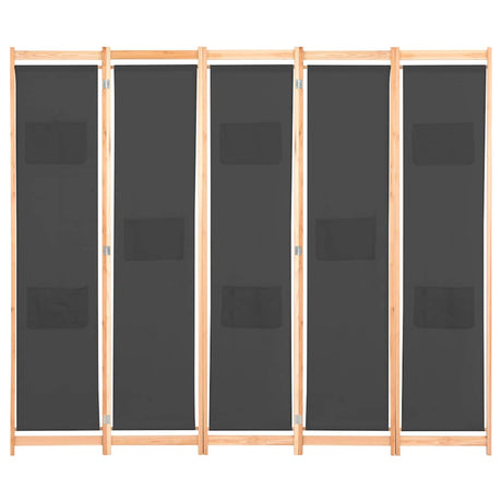 Vidaxl kamerscherm met 5 panelen 200x170x4 cm stof grijs