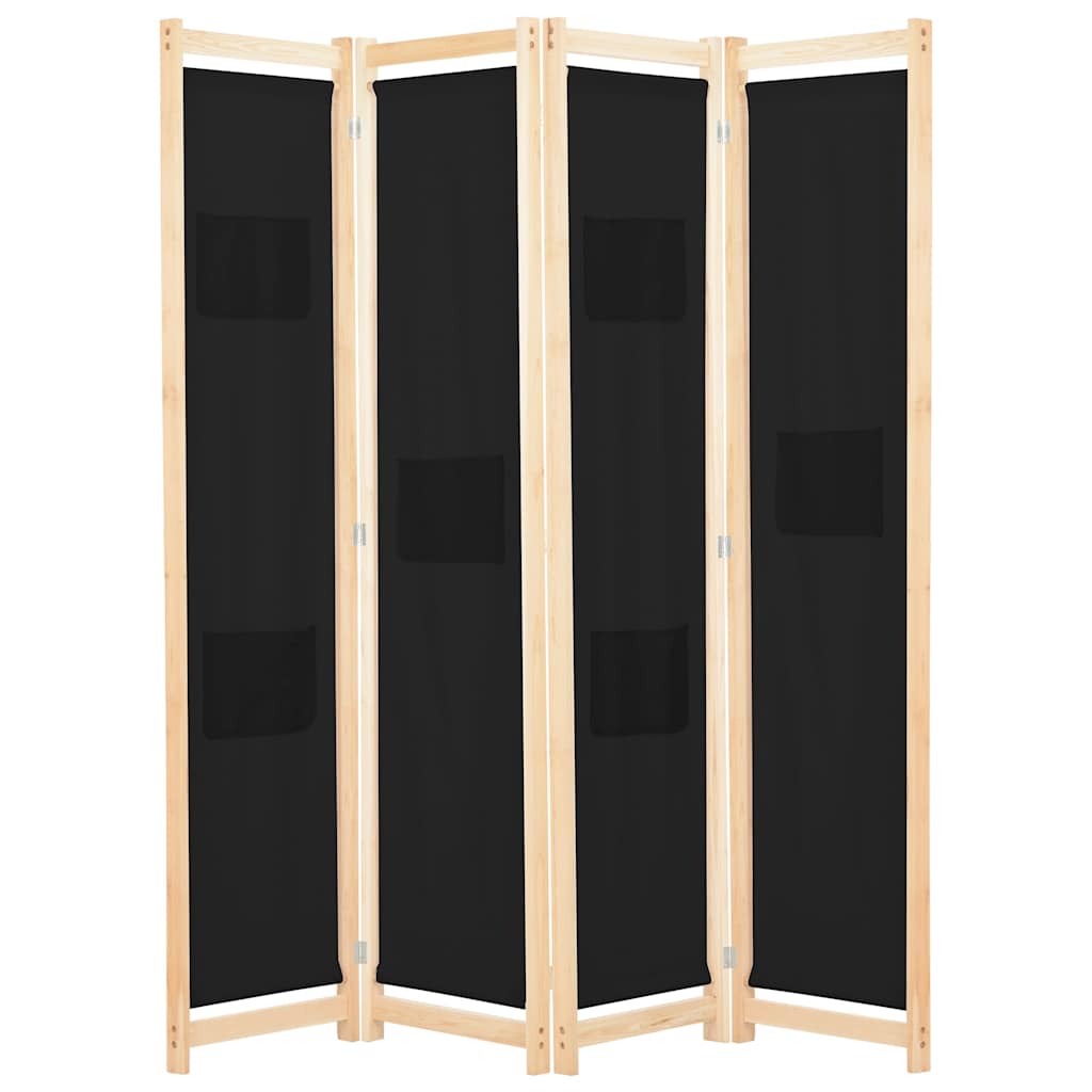Vidaxl kamerscherm met 4 panelen 160x170x4 cm stof zwart