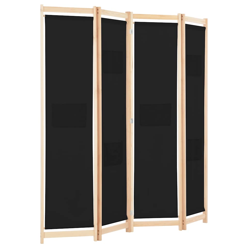 Vidaxl kamerscherm met 4 panelen 160x170x4 cm stof zwart