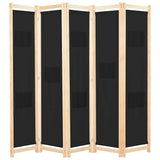 Vidaxl kamerscherm met 5 panelen 200x170x4 cm stof zwart