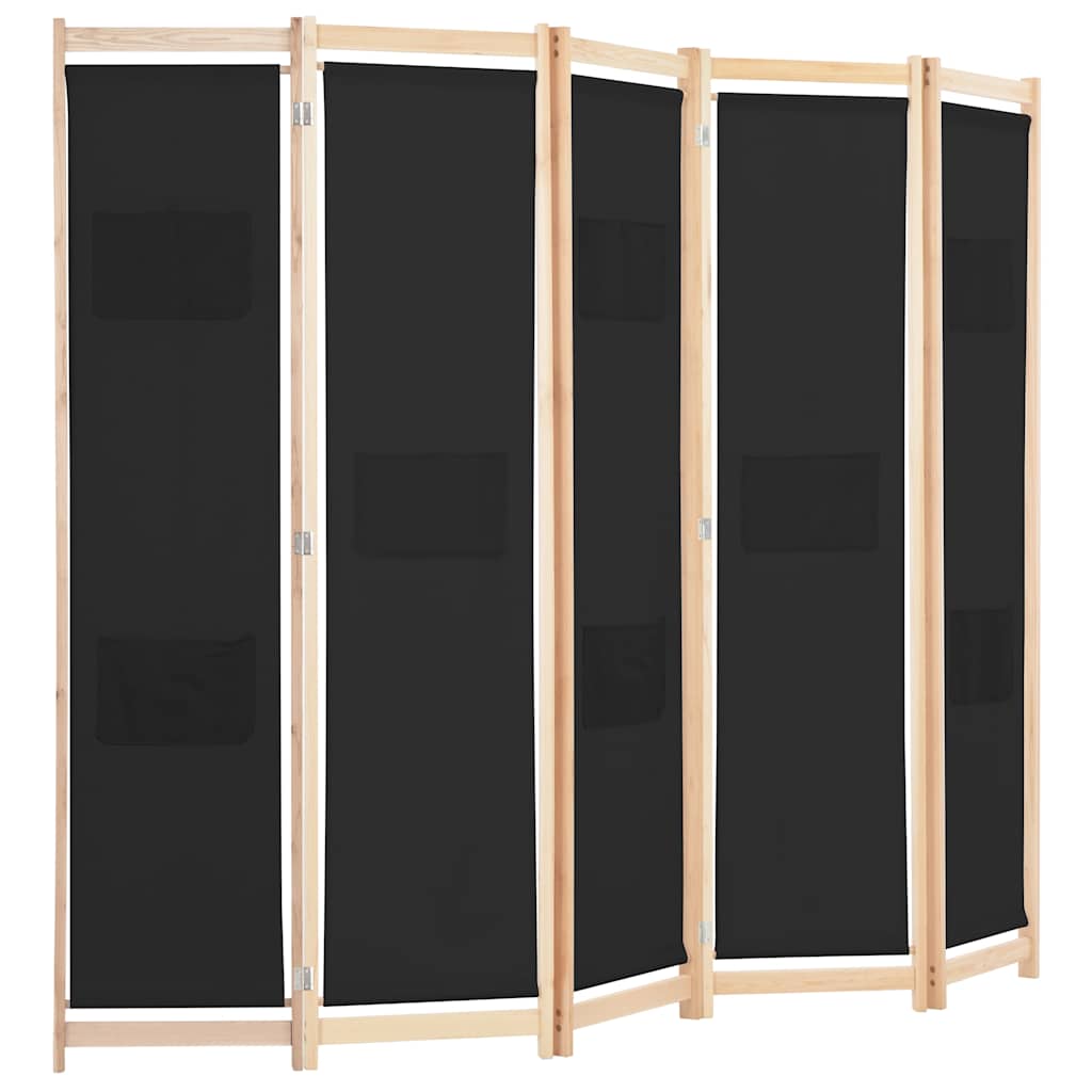 Vidaxl kamerscherm met 5 panelen 200x170x4 cm stof zwart