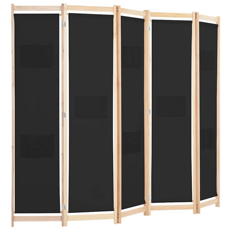 Vidaxl kamerscherm met 5 panelen 200x170x4 cm stof zwart